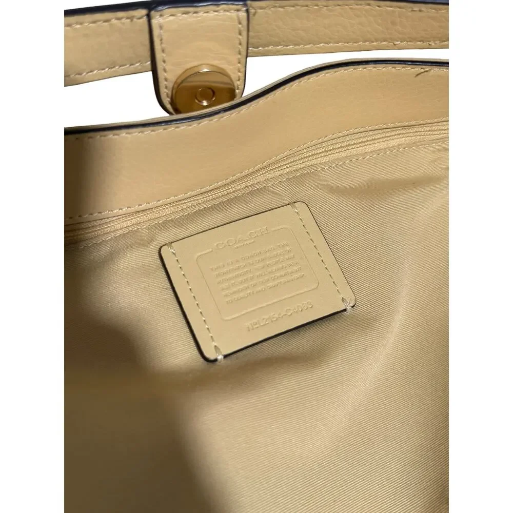 Coach Cream Leather Tote with Signature Horse & Carriage Logo
